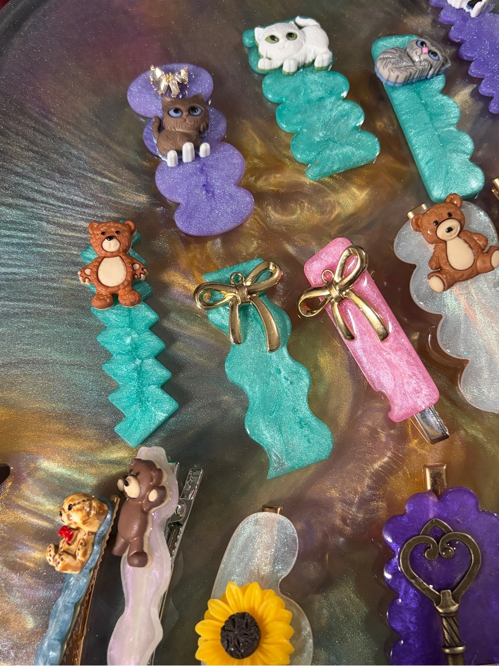 Assorted Women’s Hair Clips – Pastel Purple, Teal, Pink, Gray & Yellow Set - Picture 2 of 4